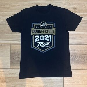 Dude Perfect Black and Gold Kids Short Sleeve Tee Youth Large